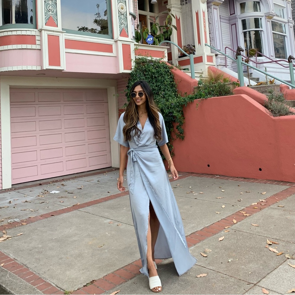 Boohoo Blue Wrap Dress